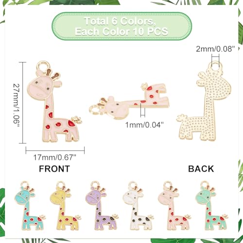 PH PandaHall 60Pcs 6 Colors Giraffe Charms - Image 2