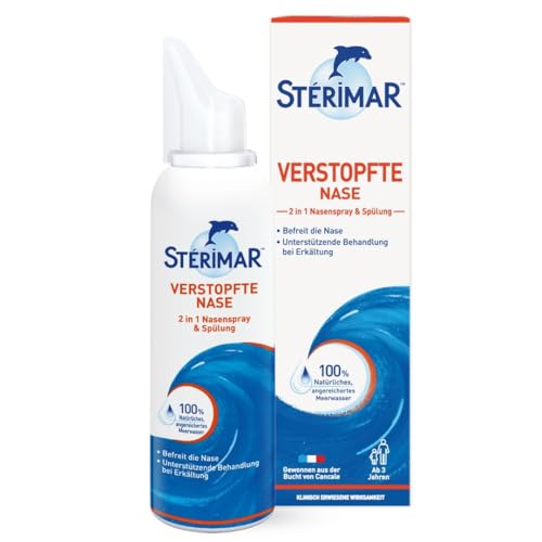 STÉRIMAR Meerwasser Nasenspray, 100 Prozent natürliches Meerwasser, 2 in 1 Spray und Spülung, geeignet für Erwachsene und Kinder, 100ml STÉRIMAR Meerwasser Nasenspray, 100 Prozent natürliches Meerwasser, 2 in 1 Spray und Spülung, geeignet für Erwachsene und Kinder, 100ml