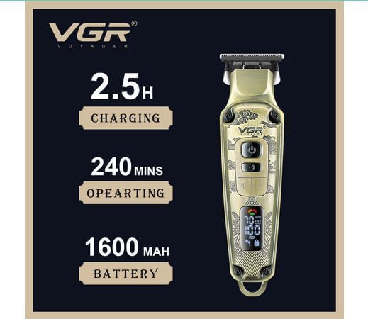VGR V-901 trimmer showing charging and operating times