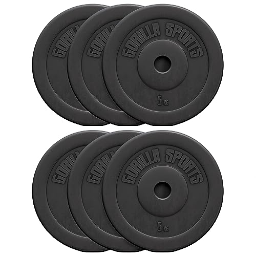 Gorilla Sports Halterschijven Set - Bundel - 30 kg (6 x 5 kg) - Kunststof - 30 mm