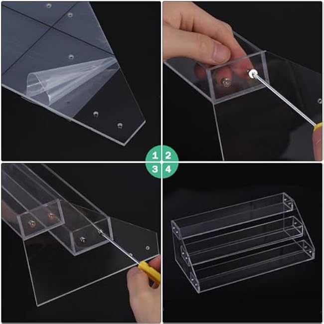 uxcell Acrylic Spice Rack Organizer for Cabinet, 3 Tier Clear Spice Rack Shelf Seasoning Can Organizer Spice Drawer Organizer for Countertop Cabinet Storage Pantry Kitchen Organization