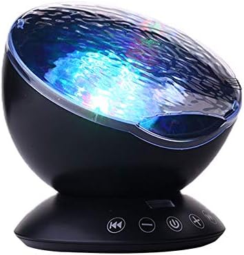 TOMNEW Ocean Wave Projector, Night Light Projector with Remote Control Timer 8 Colors LED Lighting Modes Music Speaker Water Lamp for Kids Adults Bedroom Living Room Party Decorations (Black)