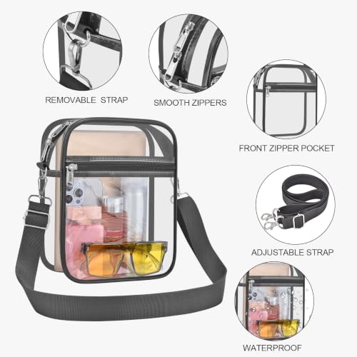 Image of USPECLARE Clear Purse for Stadium Events Transparent Messenger Bag | Stadium Approved Clear Crossbody Bag with Adjustable Straps for Men and Women for Concerts, Game Days, Outdoor Events