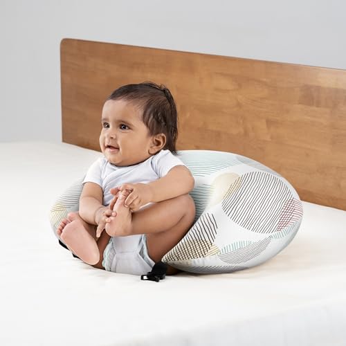 Image of Wakefit Feeding Pillow for New Born Baby | 3 Months Warranty | 5 in 1 Nursing Pillow for Breastfeeding with Cotton Removable Cover | Moonsine, Multicolor