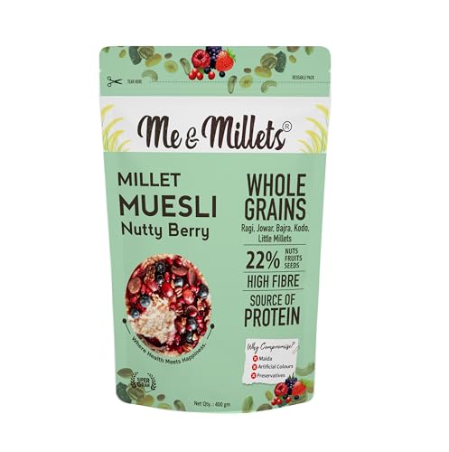 Millet Muesli Berry & Nuts 400g | High Protein & High Fibre Healthy Breakfast Cereal | Millet Muesli with Oats, Nuts, Berries & Honey | No Maida Break