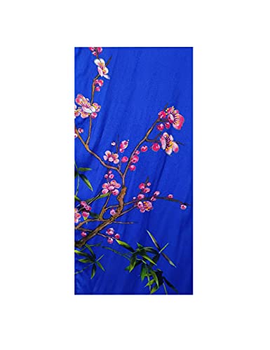 Kwedhonjh Women's Classic 100% Silk Kimono Robe, Bathrobe—Printed Pattern (Baolan) #TOP5