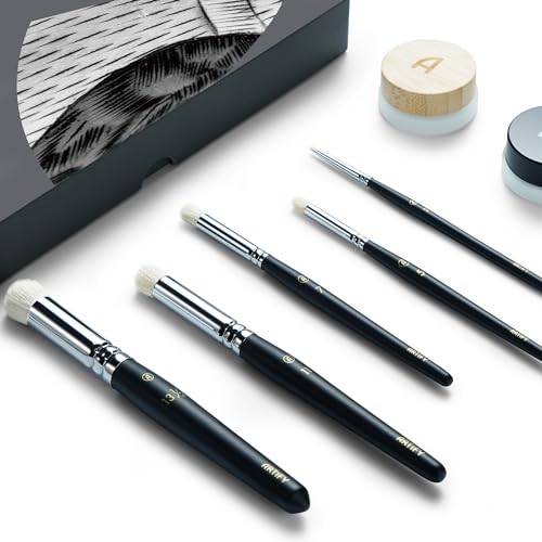 ARTIFY Drybrush Set with Dampening Pad and Brush Soap: 5 Sizes Professional-Grade Dry Brush for Effortless Miniature & Model Painting - Hobby Paint Brushes for Tabletop & Wargames Miniatures