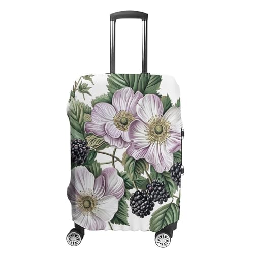 Flowers And Blackberries Luggage Cover Personalization Suitcase Covers Protector Elastic Washable Baggage Cover Anti-Scratch For Traveling, Aircraft Consignment M