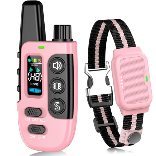 Shock Collar for Dogs IP67 Waterproof Dog Training Collar with Remote Control 3 Modes: Beep Vibration Safe Static Rechargeable Adjustable for 15-110lbs Medium Large Dogs