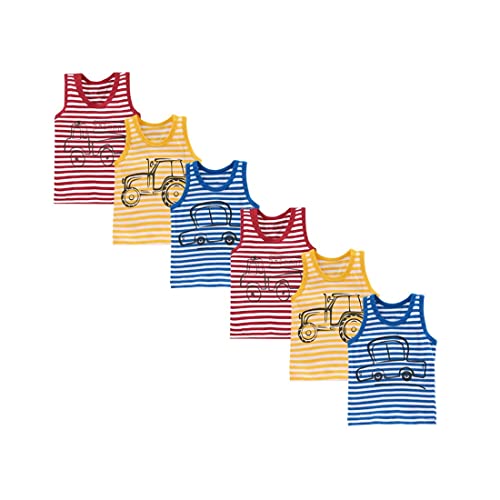 Image of KIKE New Born Baby Pure Cotton Printed Regular Fit Sando Innerwear Baniyan Kids Vest Infants Sleeveless Undershirts for Cute Boys Girls 0-24 Months (Pack of 6)