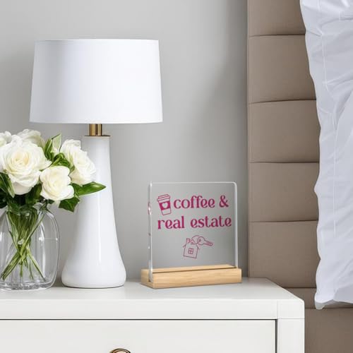 Realtor Gifts, Pink Realtor Gifts for Women, Realtors Office Desk Decor for Women, Real Estate Agent Gift, Closing Gift, Coffee and Real Estate Acrylic Sign Realtors Office Bedroom Shelf Table Decor - Image 5
