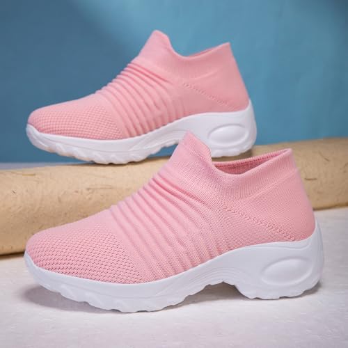 Image of Non Slip Work Shoes Women, Slip On Sneakers Women,Work Shoes Walking Gym Nurse Mesh Casual Fashion Sneakers Comfort Breathable Lightweight