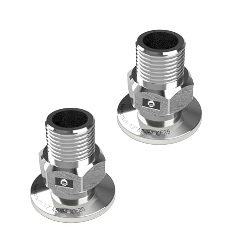 Image of bmotiontech 1 /2 inch MNPT Male NPT to KF25 NW25 Flange Fitting adapter (ISO-KF KF25 QF25 NW25) (1 /2 inch MNPT KF25 x 2PCs)