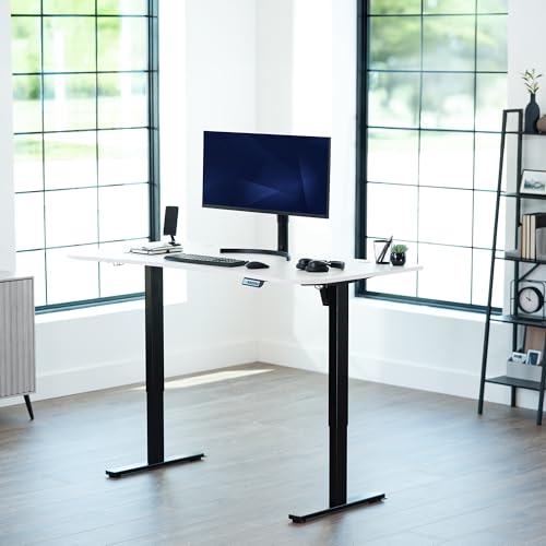 Image of VIVO Electric 63 x 32 in Standing Desk, Memory Height Adjustment, 1B Series, Holds 220 lbs, White Top Black Frame, DESK-KIT-1B1W