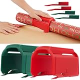 2Pcs Wrapping Paper Roll Cutter Tool Paper Cutter, Wrapping Paper Cutter with 4 Replaceable Blade Set Heavy Duty Paper Cutters for Crafting Classroom Home Birthday Christmas Gift Cutter Green Red