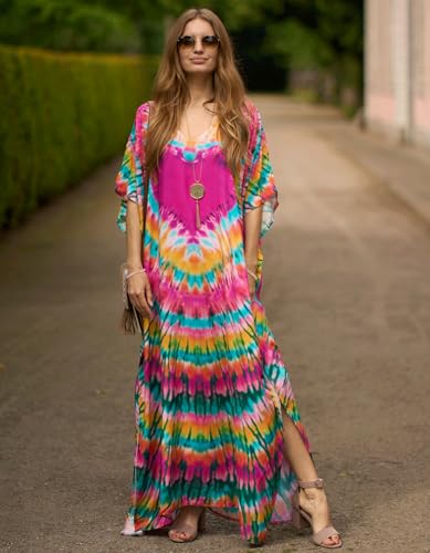 Image of NFVNKJ Women's Plus Size Beach Lounge Kaftan Maxi Dress Swimsuit Coverup for Women