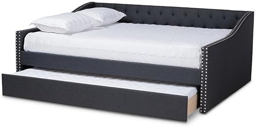 Miniatura 3 de BOWERY HILL Sofá cama tapizado de tela moderna tamaño Queen con nido en gris