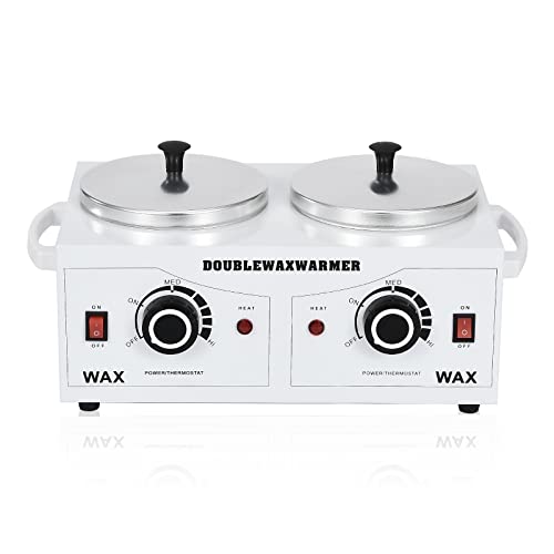 Wax Warmer Professional Electric Wax Heater, Dual Pot Paraffin Hot Facial Skin SPA Machine Adjustable Temperature Body Hair Removal Equipment (Double Pot)