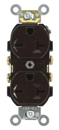 Leviton Straight Blade Single Receptacle, 250 Vac, 20 A, 2 Pole, 3 Wire, 5822, Brown image 4