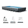 INTEX Ultra XTR 32 ft x 16 ft 52 in Above Ground Pool Set, Rectangular Swimming Pool with Steel Frame, 2800 GPH Sand Filter Pump, Ladder, Cover, & Ground Cloth