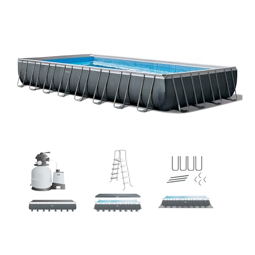 INTEX 26373EH Ultra XTR Deluxe Rectangular Above Ground Swimming Pool Set: 32ft x 16ft x 52in – Includes 2800 GPH Sand Filter Pump – SuperTough Puncture Resistant – Rust Resistant – Easy to Assemble by Intex - Used condition - CA$2024.99