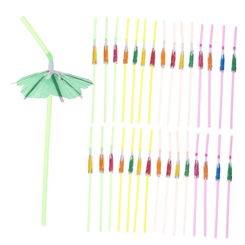 100 pitillos desechables con diseño de sombrilla coloridos miniatura 1