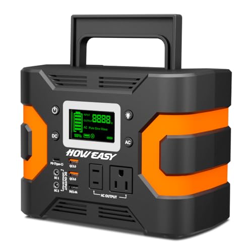 HOWEASY Portable Power Station 300W, 236Wh Solar Generator with Pure Sine Wave 110V AC Output, Backup Lithium Battery with LED Light for Outdoor Camping Travel Home Blackout