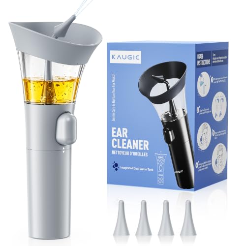 Image of KAUGIC Ear Cleaner. Manual Wax Removal Kit, One-Hand Flushing, Gray | Gentle Ear Irrigation Tool, Effortless Hand-Controlled Flow, Soft Silicone Tips, Comfortable Ergonomic Grip