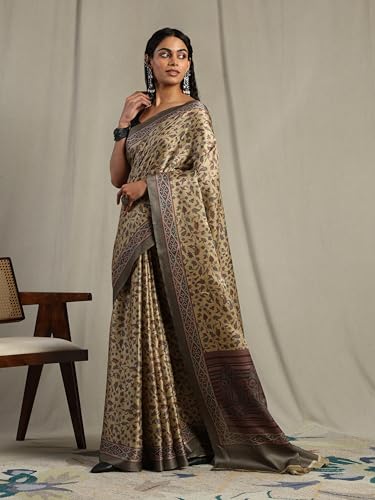 Image of Garden Vareli Pashmina Saree With Unstitched Blouse Piece