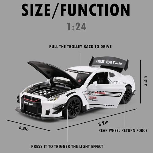 Image of DEUSON ECOM 1:24 Scale Super Toy Car for Kids Sport Car Diecast Model Metal Cars with Light Sound Pullback Openable Doors