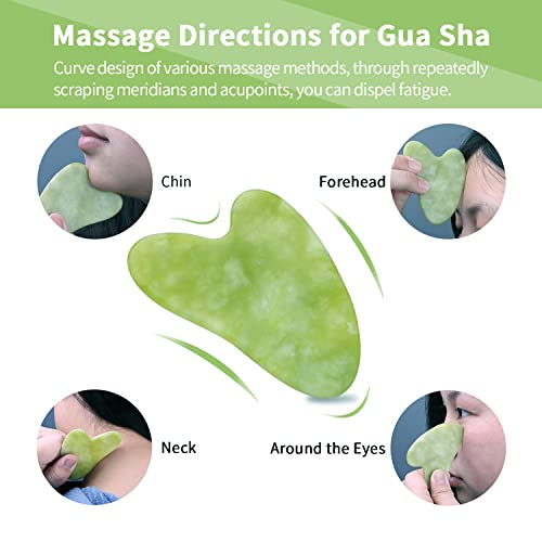 Natural Jade Roller And Gua Sha Set For Face Eyes Tool Jade Facial Roller Noiseless Facial Massage Roller #TOP5