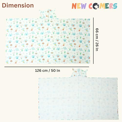 Image of NEW COMERS 100% Pure Cotton Waffle Hooded Wrapper - Baby Towel for New Born | Big Size 50cm x 26cm | Soft, Safe & Skin-Friendly | Perfect for Newborns 0-5 Years | Breathble Absorbant (Multicolor 3)