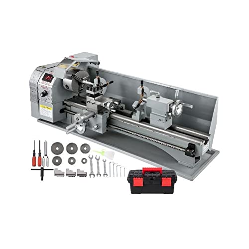 Mini máquina de torno de metal 8.7 X 29.5 pulgadas / 220 X 750 MM 750 W LED de velocidad infinitamente variable for perforación de torneado de cara contraria,Seguro de seguridad