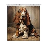 Ganshan Bi Funny Basset Hound Dog Shower Curtain for Bathroom Home Decor Dog Puppy Pet Animal Print Bath Curtains with 12 Hooks 66x72 Inch Style 3