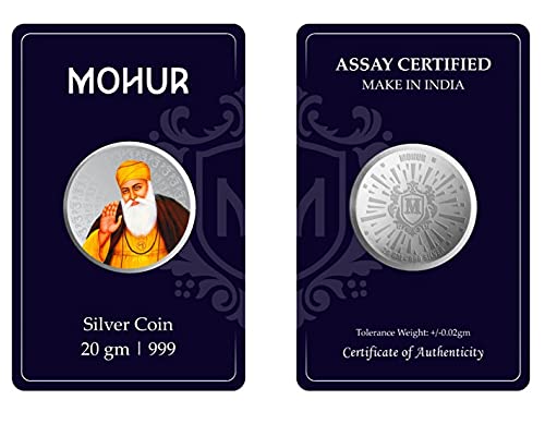 MOHUR Sikh Guru Nanak 20 Gm Silver Coin Coloured (999) Pure Silver - Image 6