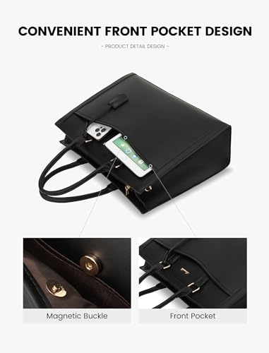 Image of LOVEVOOK Laptop Tote Bag for Women, Leather Office Work Bag Briefcase fit for 17.3 inch Laptop, Large Teacher Computer Bag Handbag,2pcs Set