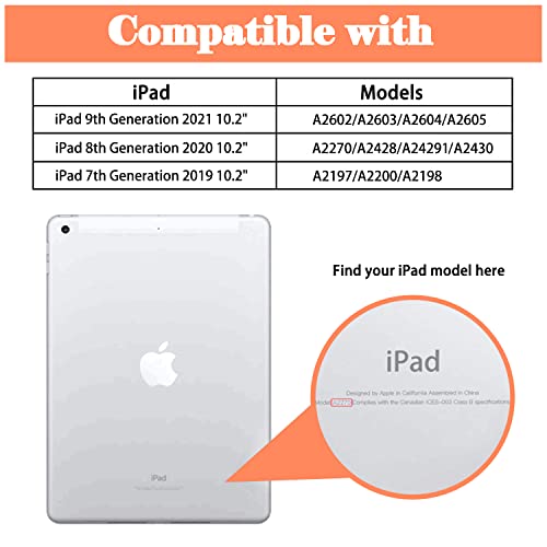 FANSONG Case for iPad 10.2 inch(9th/8th/7th Generation,2021/2020/2019),Slim Trifold Stand with TPU Back Shell,Smart Tablet Case Flip Cover with Auto Sleep/Wake,Orange - Image 2