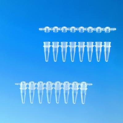 BrandTechSCIENTIFIC 781317 PCR Low-Profile Tube Strip with Attached Flat Cap, 0.15 mL Capacity, 8 Strip, White (Pack of 120)