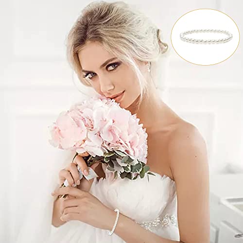 Mozaka 30 Pieces 6Mm/8Mm Faux White Pearl Bracelets For Women Stackable Stretch Beaded Bracelets Simulated Pearl Bracelet Set For Bridesmaid Bridal Wedding Party Jewelry #TOP3