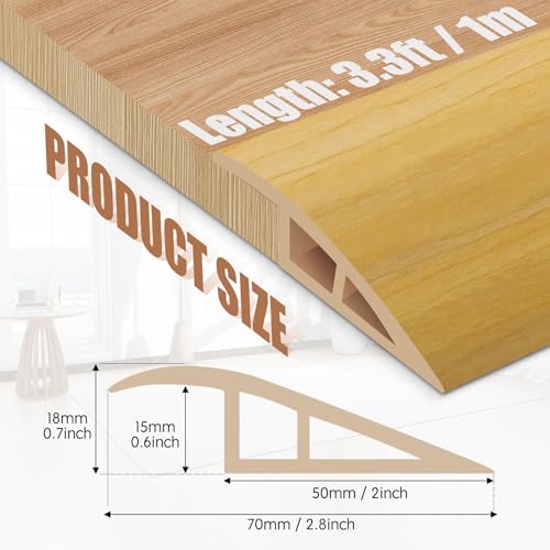 Image of Floor Transition Strip Door Threshold 39 inch Floor Transition Reducer Trim on The Edges Threshold Strip Self Adhesive Suitable for Doorways, Tiles, Carpet
