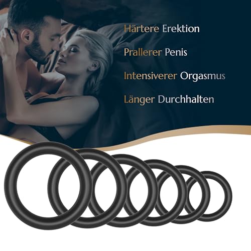Levosa® Penisring Set für härtere Erektionen und mehr Ausdauer - 6 dehnbare Penis- und Hodenringe für Männer - Sex Spielzeug für Paare - Marke aus Hamburg