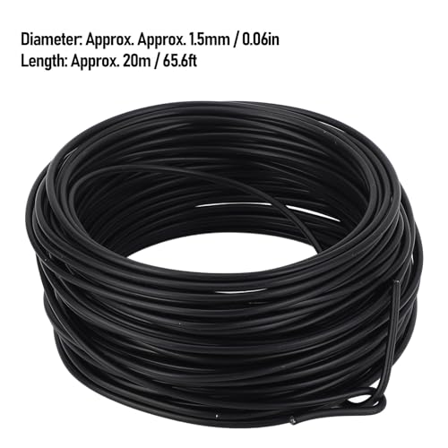 Alambre de atar de hierro galvanizado 1.5mm x 20m boca redonda, alambre metálico flexible para cable PVC de telecomunicaciones, fuerte y flexible (Negro) miniatura 2