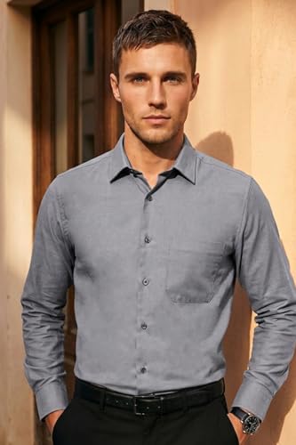 Image of Louis Philippe Men's Slim Fit Easy to Iron Everyday wear Premium Cotton Full Sleeve Solid Formal Shirt