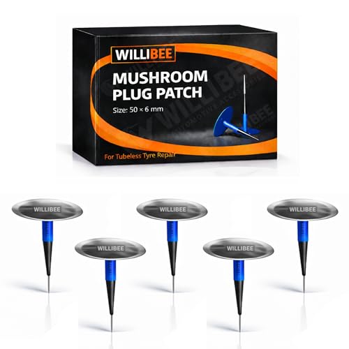 Image of WILLIBEE 5 Pcs Mushroom Plug Tubeless Tyre Puncture Repair Kit for Bike & Car | Tire Puncher Repair Patches (5 Pcs, (50 x 6mm))
