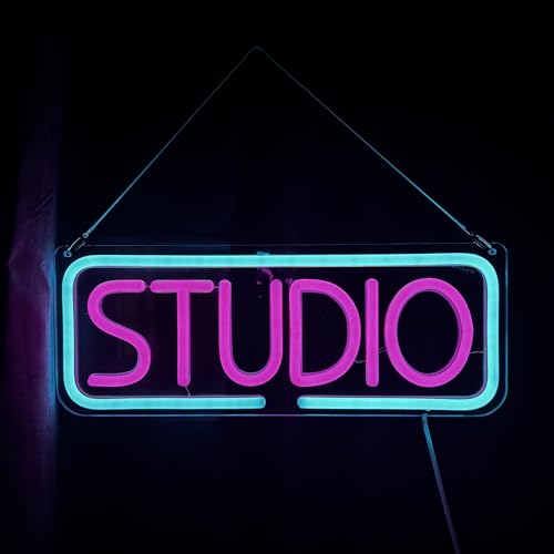 Image of Studio Neon Sign, Music LED Neon Letters Neon Sign, Bar Sign Light Up Beer Bar, Music Studio, Bedroom Wall Decoration, Party, Club Garage Home Party Wall Art Decoration (studio)