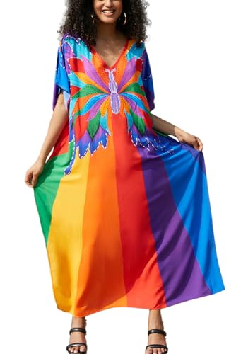 Robe kaftan bohème d'été coupe haute couture grande taille pour peignoir de plage chic