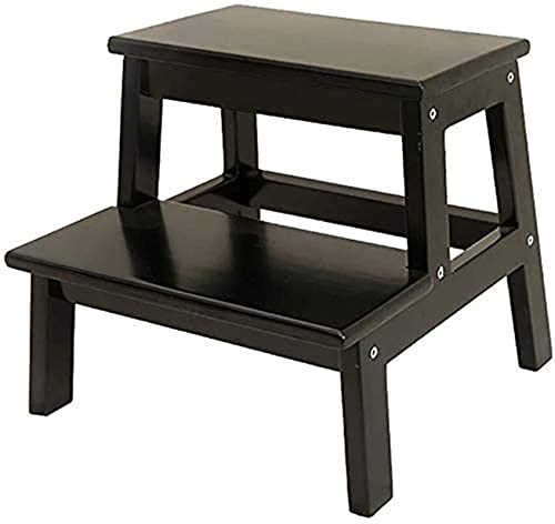 FALIYORS Portable Step Stool Ladder Stool Solid Wood,Anti Slip Children's Chairs Household Bench Mazar Stool Shoe Bench Multifunction Adult Step Stool Stepladders (Color : Black, Size : 40