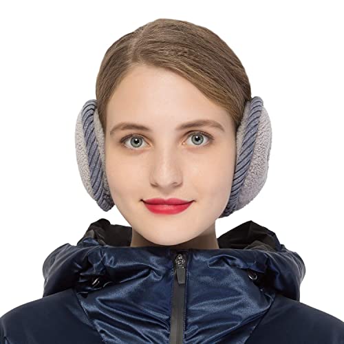 Surblue Unisex Warm Earmuffs Cashmere Winter Pure Color Outdoor Fur Earwarmer, Adjustable Wrap, Gray, Large #TOP2