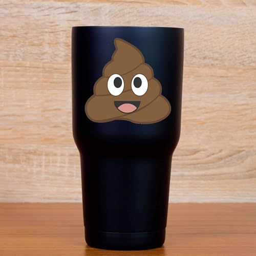 Image of StickerTalk Smiling Face Poop Emoji Vinyl Stickers, 1 Sheet of 2 Stickers, 3 inches by 3 inches Each