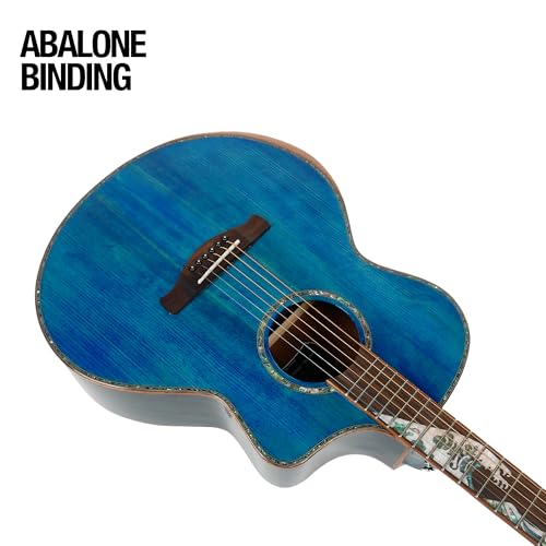 Image of S140C Ocean Grand Auditorium Acoustic Guitar For Beginners, Solid Spruce Top, Mahogany Back and Sides, Mahogany Neck, Rosewood Fingerboard, Ocean Inlay, Includes Padded Gig Bag.